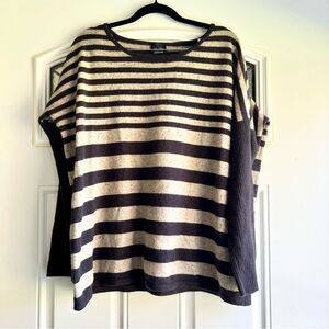 Saks Fifth Avenue Blue Line Long Sleeve Striped 100% Cashmere Sweater